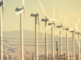 Conversion of Wind Energy. Wind Turbines at Coachella Valley Wind Farm.